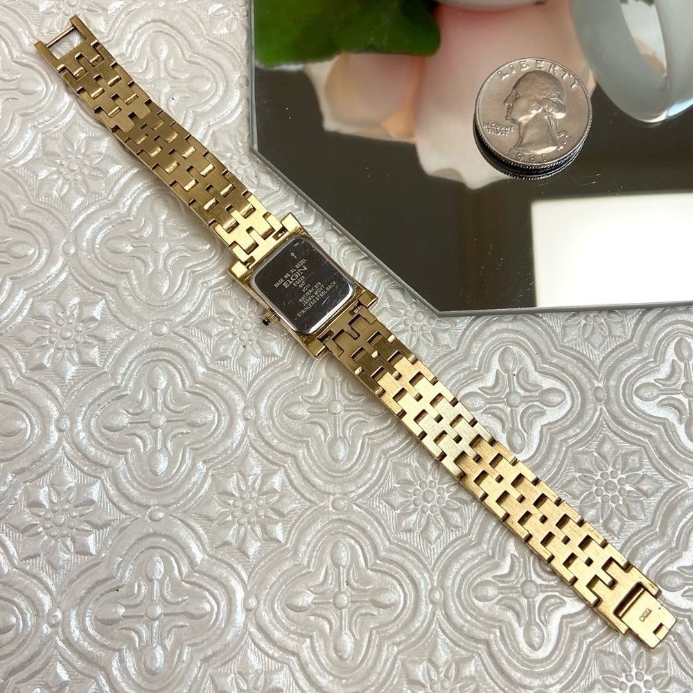 Elgin Crystal Accented Bezel and Mother of Pearl Dial Dress Watch - Picture 10 of 16